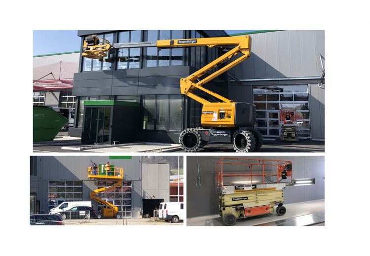 Verschiedene Hebebühnen im Einsatz
